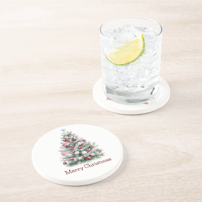 Red Peppermint Christmas Tree Coaster (Side)
