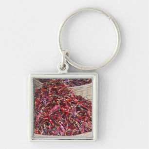 Red peppers at local produce market key ring