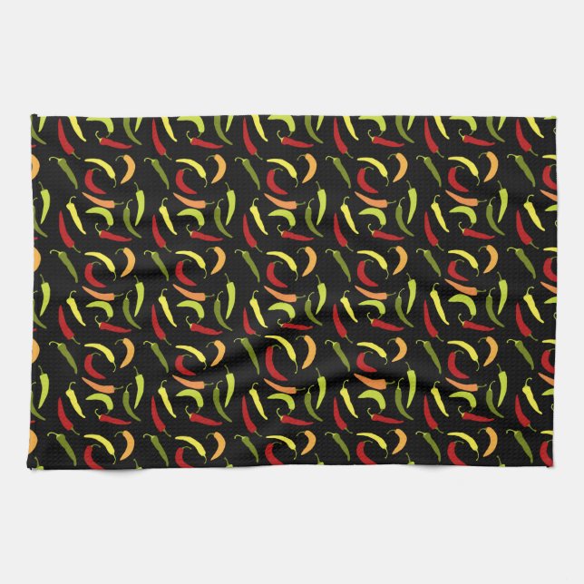 Red Peppers Cinco de Mayo Mexican Hot Spicy Food Tea Towel (Horizontal)