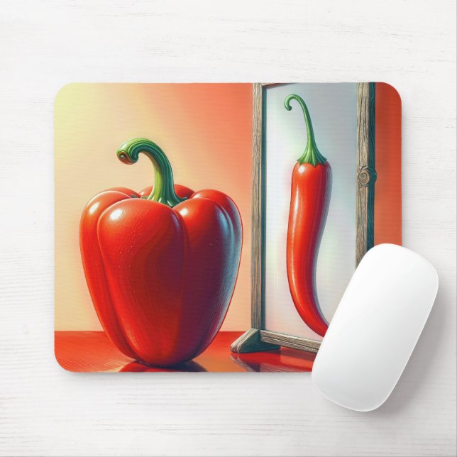 Red Peppers In  Mirror Reflection Mouse Pad (With Mouse)