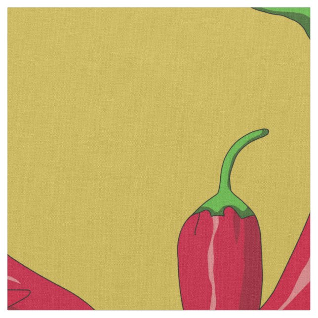 Red peppers pattern, chilli pepper on gold fabric (Close Up)
