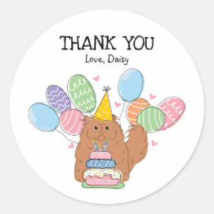 Red Persian Cat Birthday Favour Tags Sticker