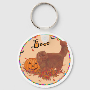 Red Persian Cat Halloween Key Ring