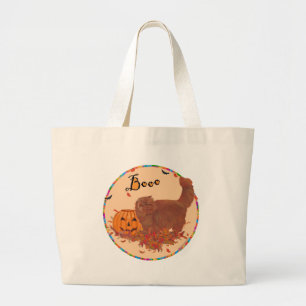 Red Persian Cat Halloween Large Tote Bag