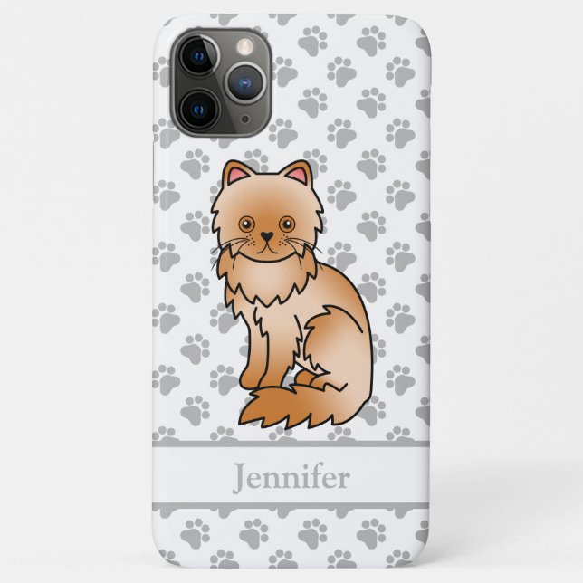 Red Persian Cute Cartoon Cat & Name Case-Mate iPhone Case (Back)