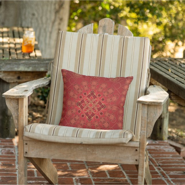 Red Persian Motifs Throw Pillow (Chair)