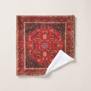 Red Persian Rug from Mashhad Bath Towel Set