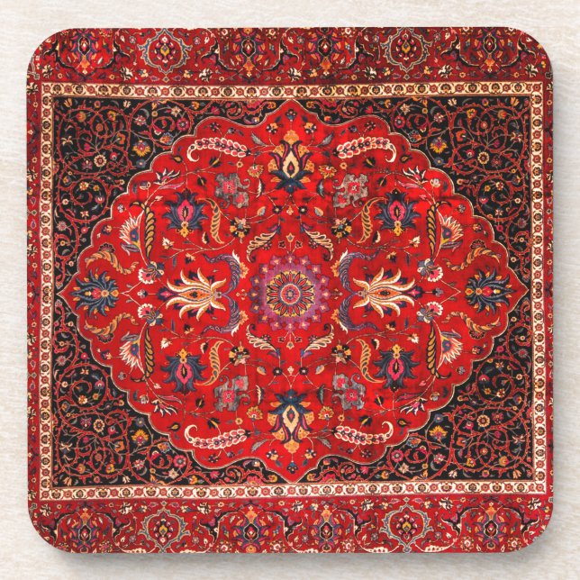 Red Persian Rug from Mashhad Coaster (Front)