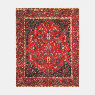 Red Persian Rug from Mashhad Fleece Blanket