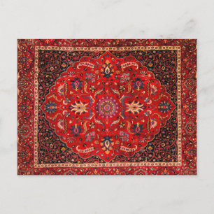 Red Persian Rug from Mashhad Postcard