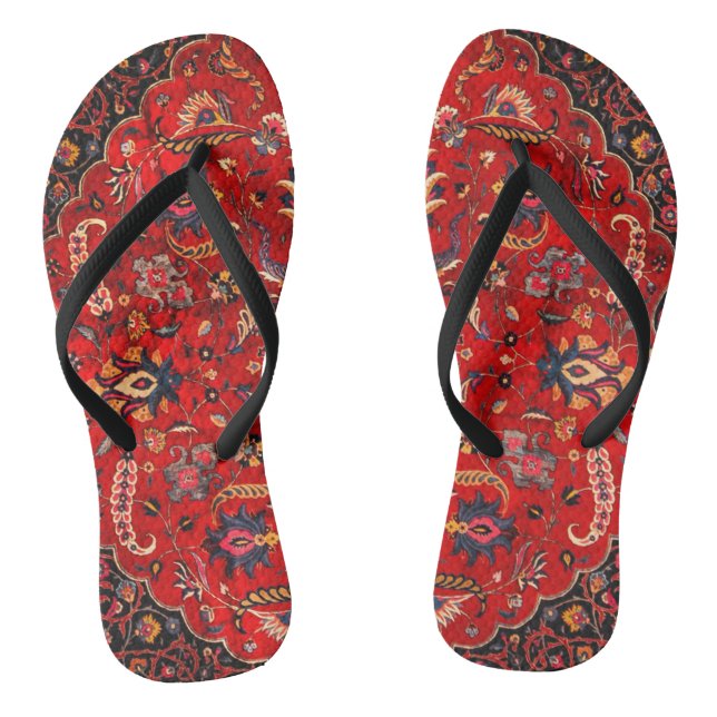 Red Persian Rug from Mashhad Thongs (Footbed)