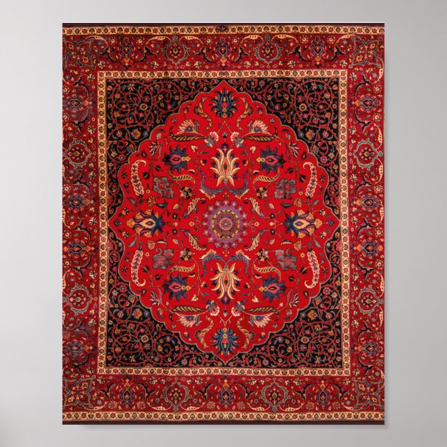 Red Persian Rug Print, Value Poster Paper (Matte) (Front)