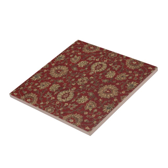 Red Persian scarlet arabesque tapestry Ceramic Tile (Side)
