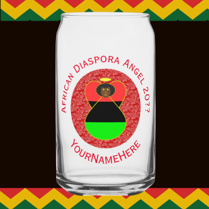 Red Personalisation African Diaspora Angel Flag Can Glass