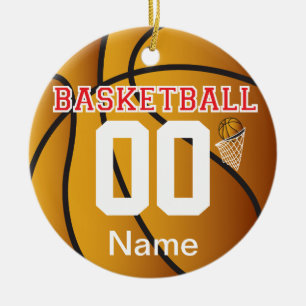 Red Personalise Basketball Number Ornament