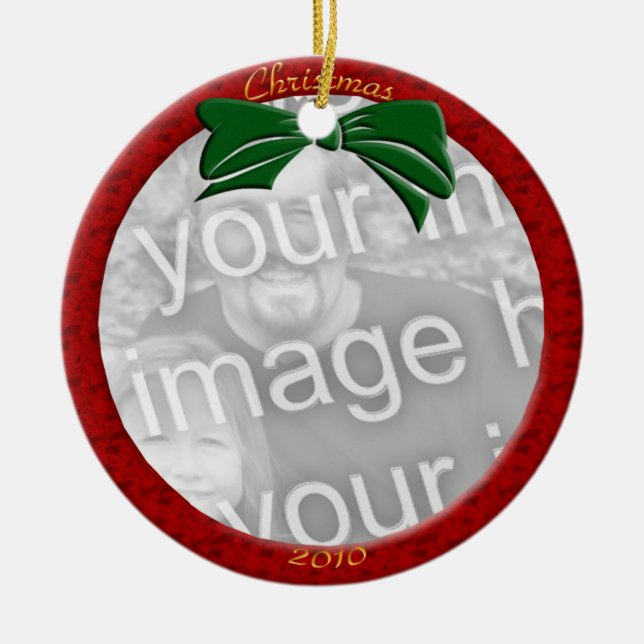 Red Personalise Photo Ornament (Front)