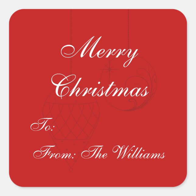 Red Personalised Christmas Gift Tag Stickers (Front)