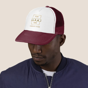 Red Personalised Company Logo Promotional Work Trucker Hat