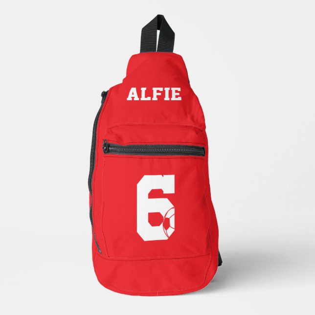 Red Personalised Football Boot Sling Bag (Front)