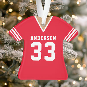 Red Personalised Football Jersey Ornament