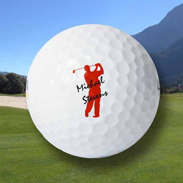 Red Personalised Golfer Golf Balls (Creator Uploaded)