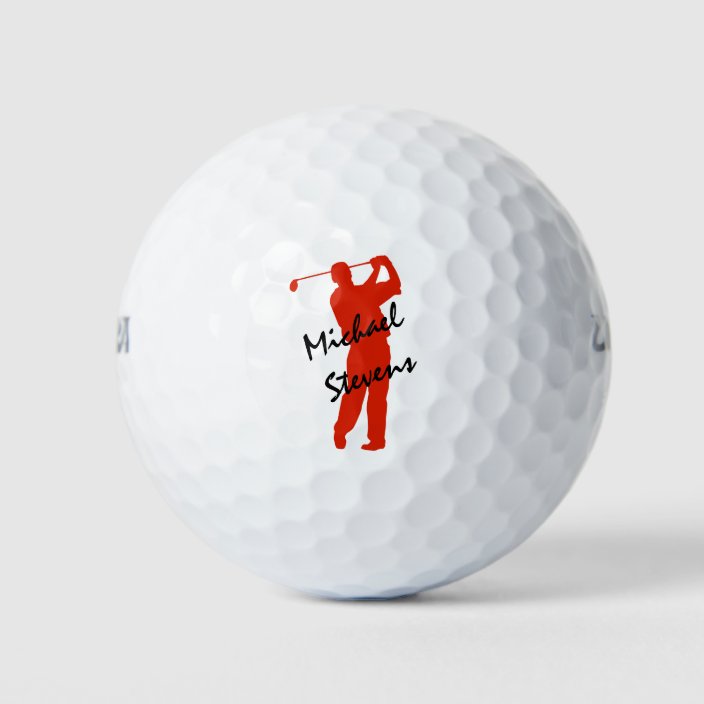 Red Personalised Golfer Golf Balls