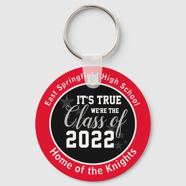 Red Personalised High School Class of 2022 Key Ring (Front)