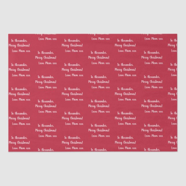 Red Personalised Merry Christmas From Mum Tissue Paper (Front)