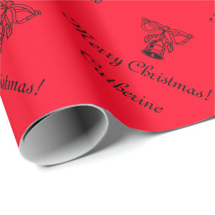 Red personalised Merry Christmas wrapping paper