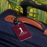 Red Personalised Monogram Golfer Luggage Tag<br><div class="desc">This design features a golfer swinging a club and has two text fields that you can use to personalise it - perhaps with a name and golf team or club.</div>