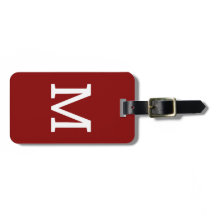Red Personalised Monogram Initial Luggage Tag