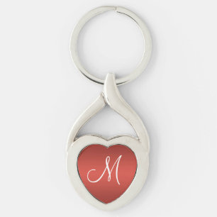 Red Personalised Monogram Key Ring