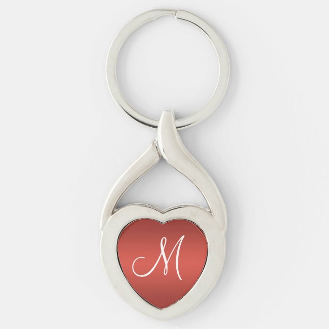 Red Personalised Monogram Key Ring (Front)