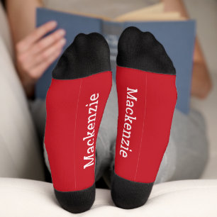 Red Personalised Name Monogram Bottom Socks