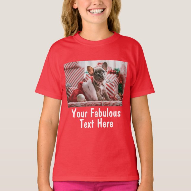 Red Personalised Photo and Text T-Shirt (Front)