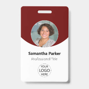 Red Personalised Photo, Logo, Barcode Employee ID Badge