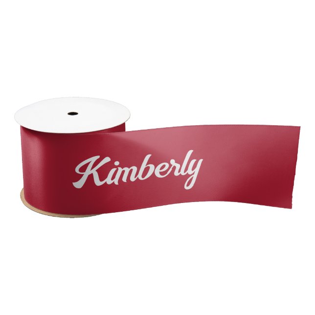 Red Personalised Script Name School Satin Ribbon (Spool)