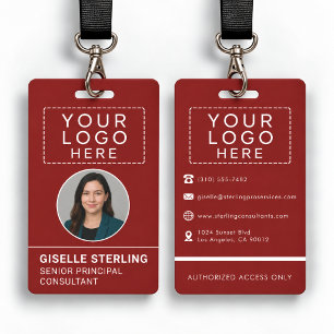 Red Personalised Staff Identification Badge ID Badge