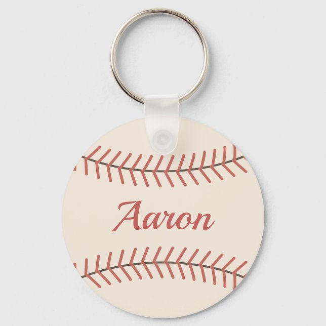 Red Personalised Vintage Baseball Keychain Gift (Front)