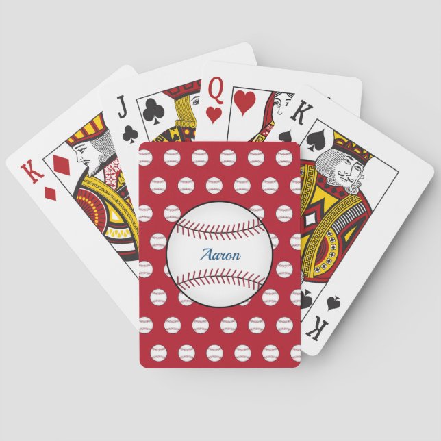 Red Personalized Baseball Classic Playing Cards (Back)