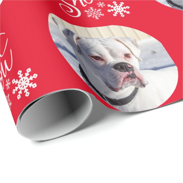 Red Personalized Dog Photo Wrapping Paper (Roll Corner)