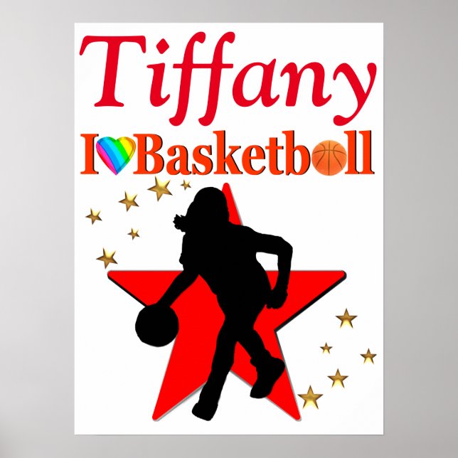RED PERSONALIZED GIRL'S BASKETBALL POSTER (Front)