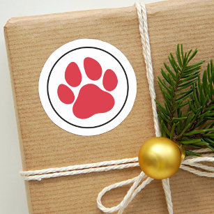 Red Pet Paw Print   Holiday Classic Round Sticker