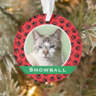 Red Pet Paw Prints Personalised Cat Name Photo