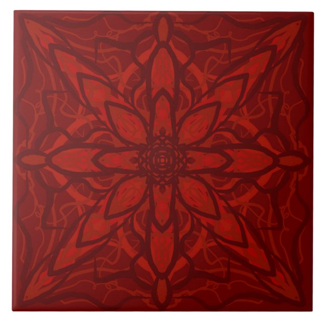 Red petal ceramic tile (Front)