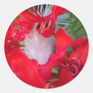 Red Petal Feather Art Print Classic Round Sticker