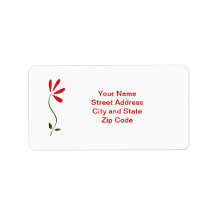 Red Petals Flower Address Label