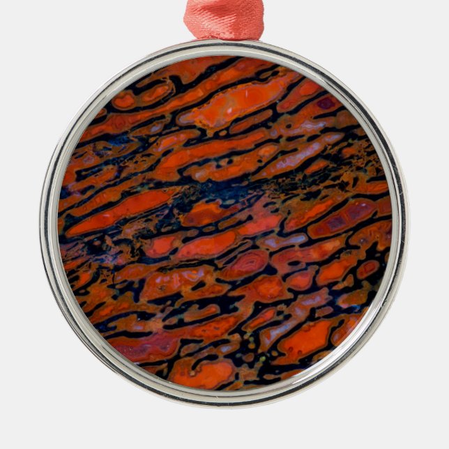 Red Petrified dinosaur bone Metal Tree Decoration (Front)