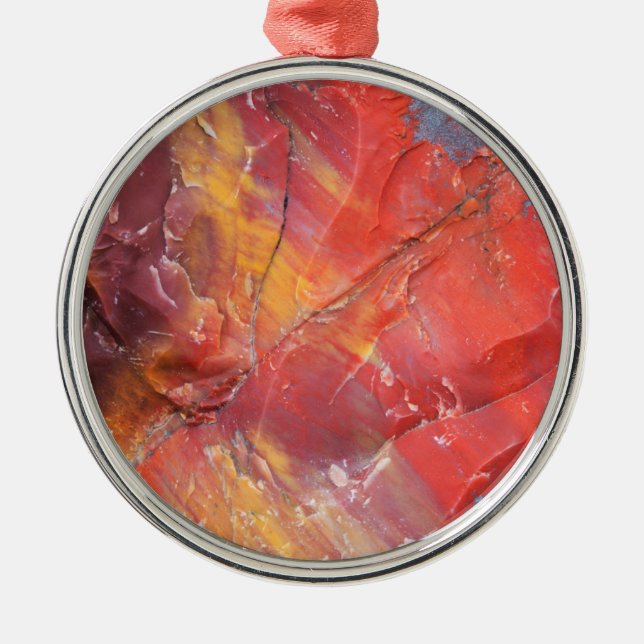 Red Petrified wood detail, Arizona Metal Tree Decoration (Front)