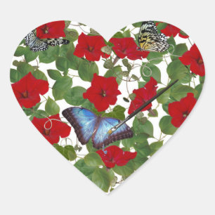 Red Petunia Heart With Paint Brush Sticker